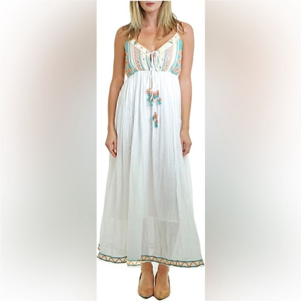 NWT Raga Anthropologie Coastland Babydoll Maxi Dress Medium - Picture 4 of 9